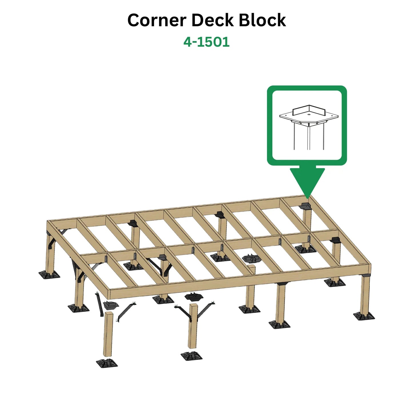 Mecadeck™ heavy duty deck block kit for decks up to 18' x 18' Mecadeck