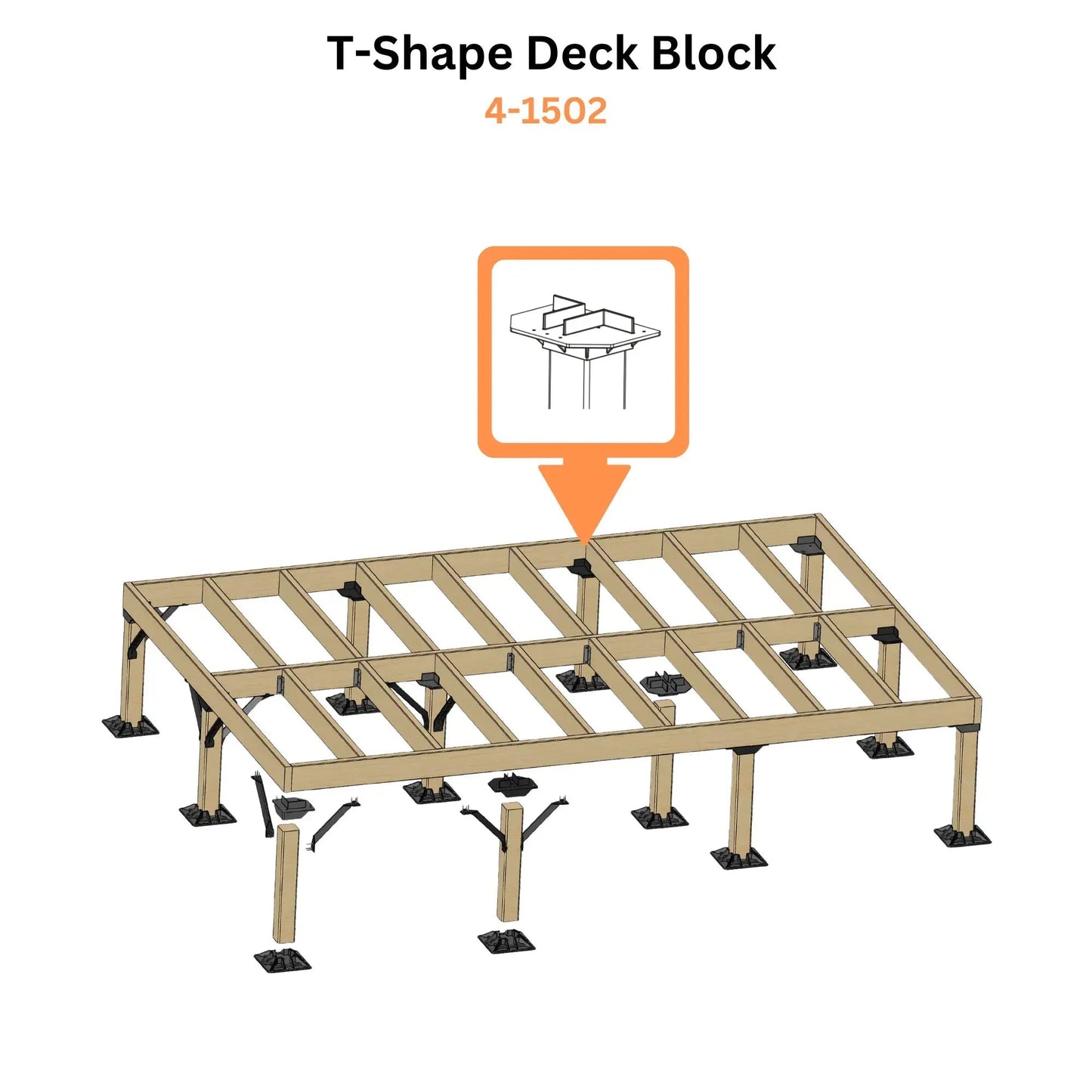 Mecadeck™ heavy duty deck block kit for decks up to 18' x 18' Mecadeck