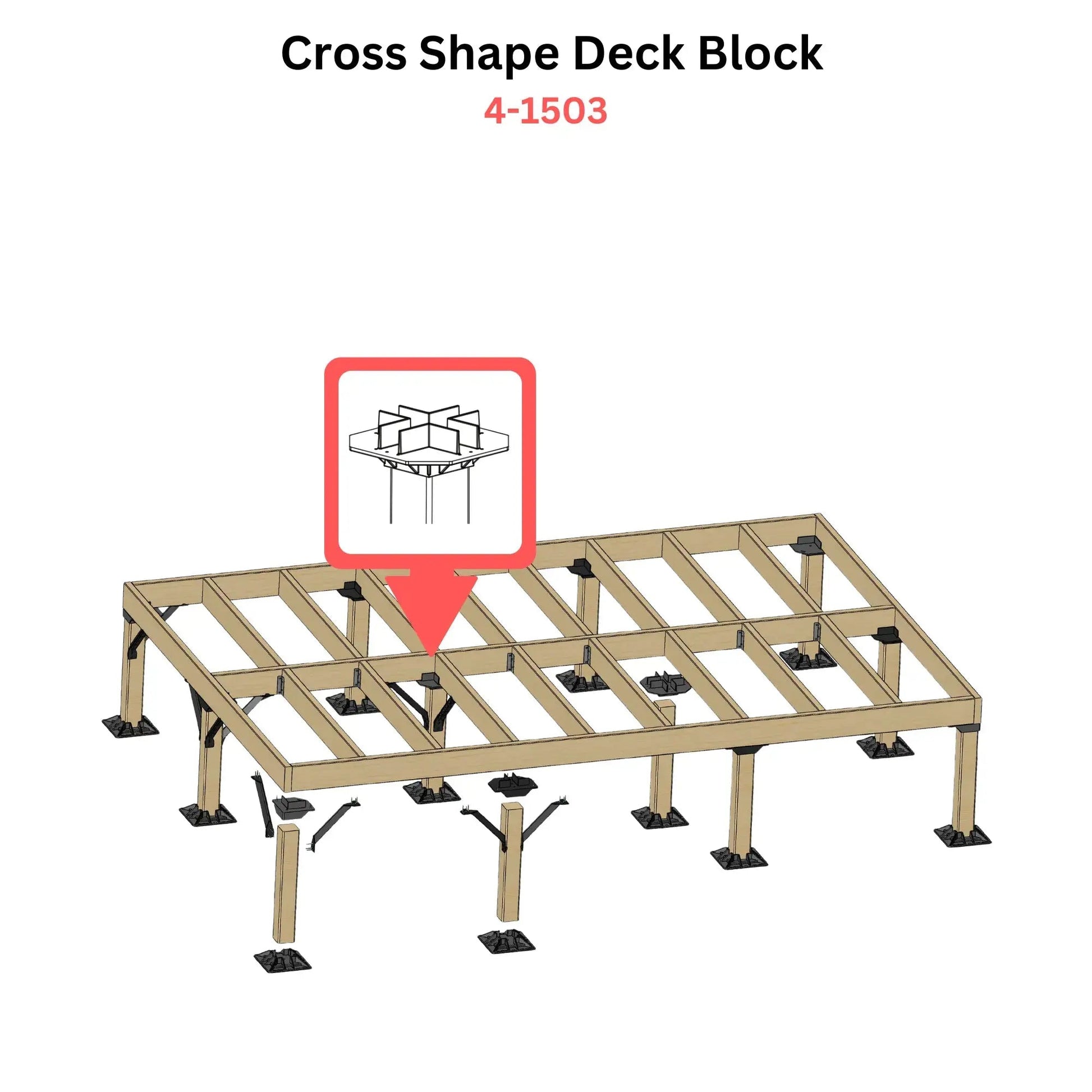 Mecadeck™ heavy duty deck block kit for decks up to 18' x 18' Mecadeck