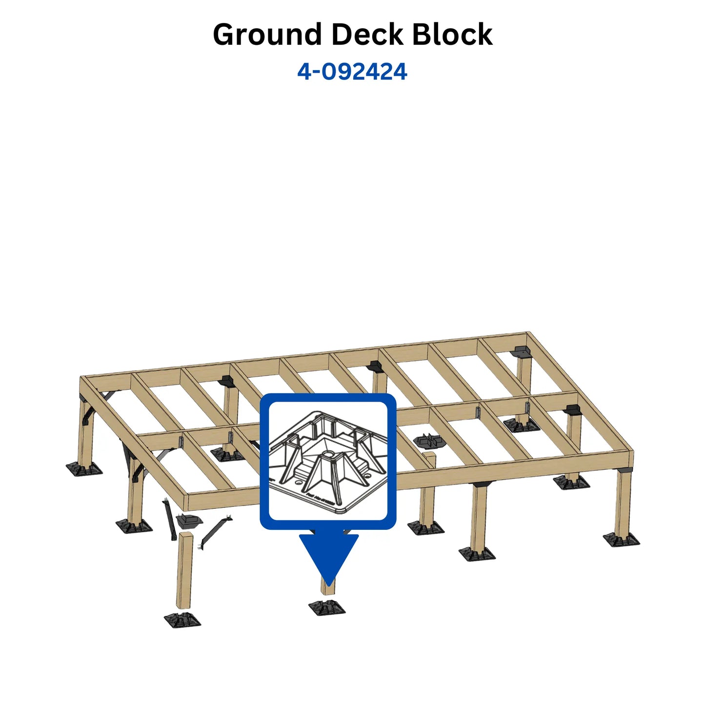 Mecadeck™ Ground Deck Block for 4"x 4" Posts Mecadeck