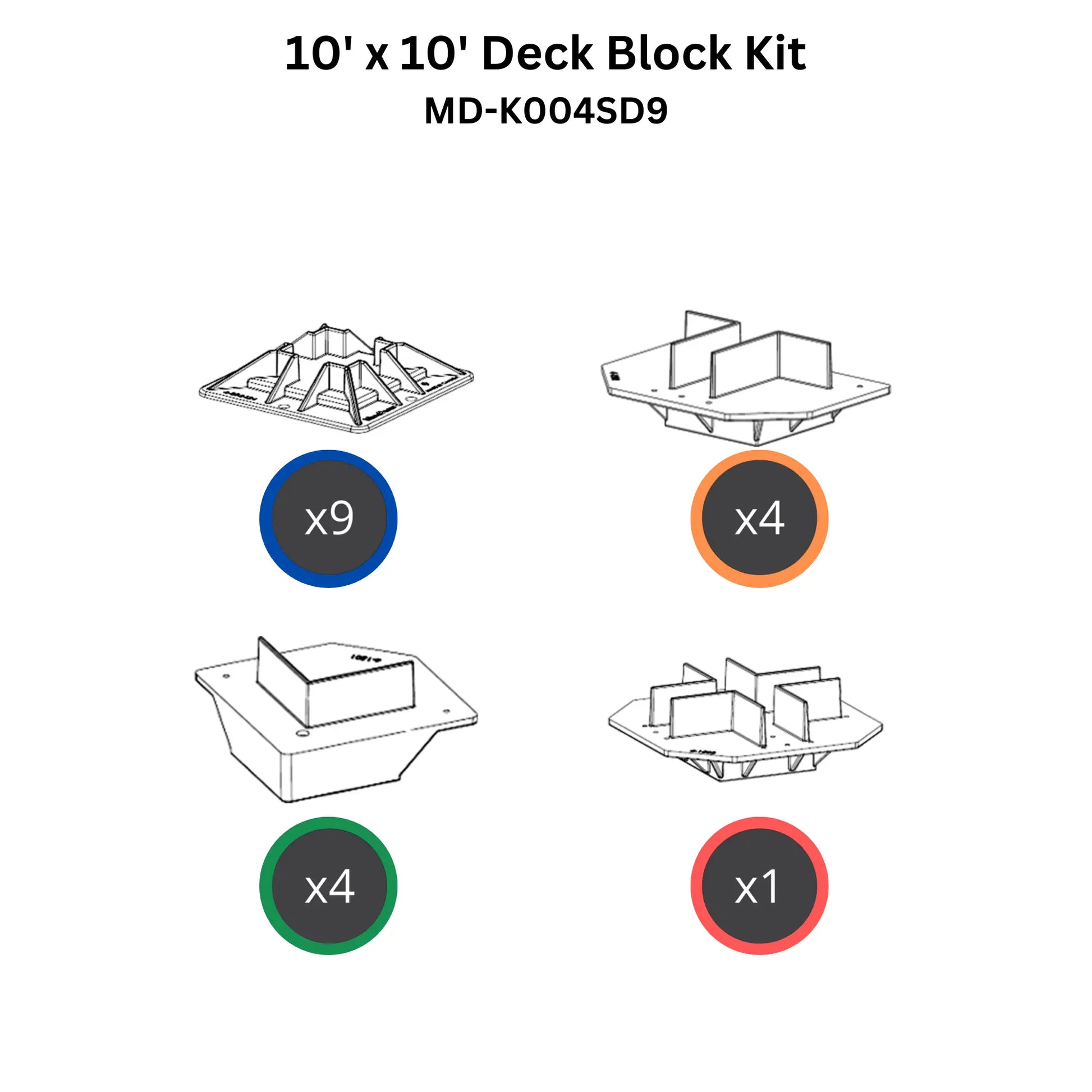 Mecadeck™ heavy duty deck block kit for decks up to 10' x 10' Mecadeck