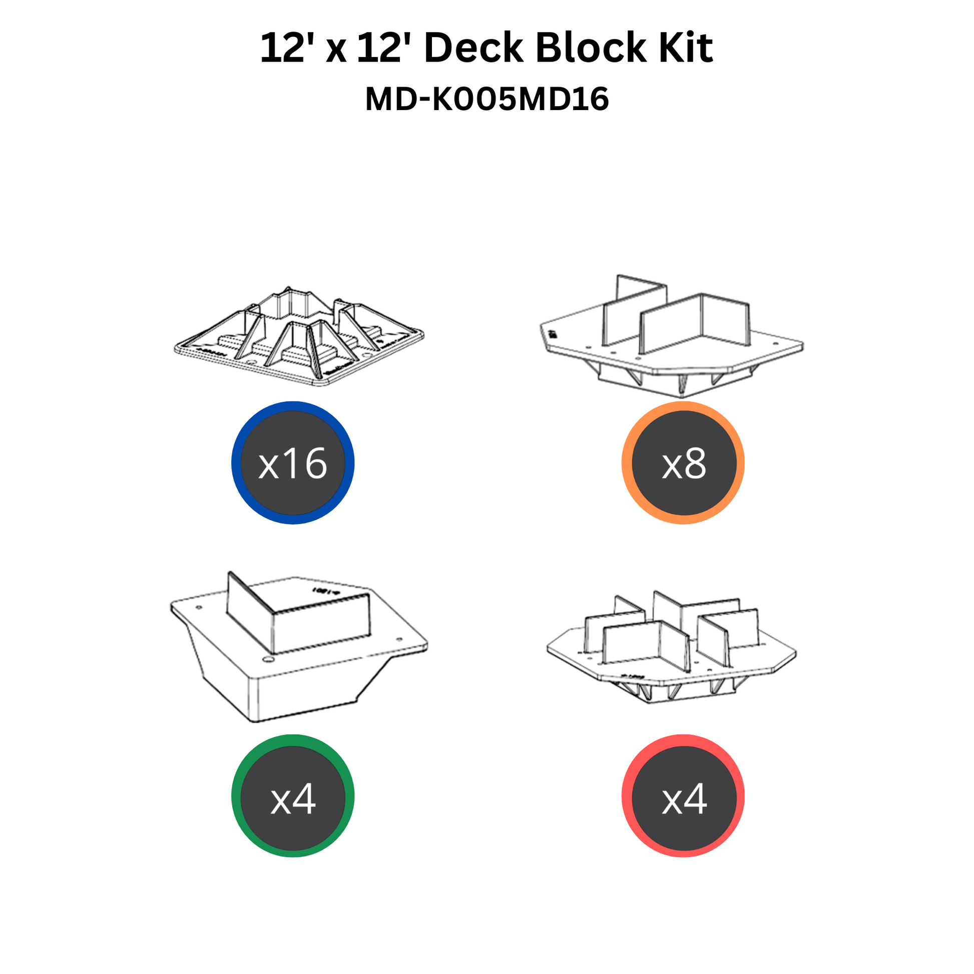 Mecadeck™  heavy duty deck block kit for decks up to 12' x 12' Mecadeck